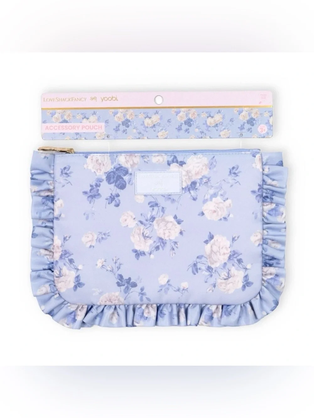 NEW LoveShackFancy Target Yoobi Everblooming Rosettes Flat Zip Pencil Case Blue